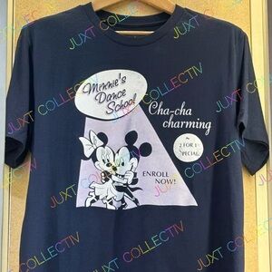 Disneyland Mickey Minnie’s Dance School Cha Cha Charming Navy Blue Graphic Shirt